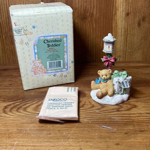 Cherished Teddies Santa Express Street Lamp with Bear 269913 - Picture 1 of 9